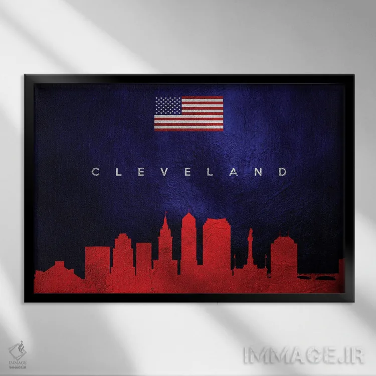 تابلو خط افق کلیولند اوهایو اثر آدریان بالدُوینو - نمای قابدار مشکی