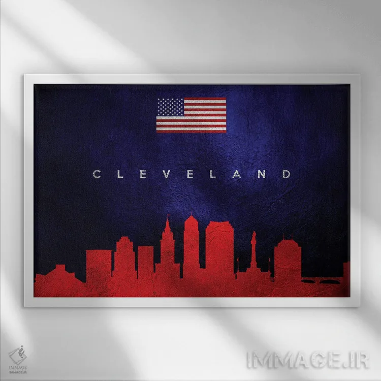 تابلو خط افق کلیولند اوهایو اثر آدریان بالدُوینو - نمای قابدار سفید