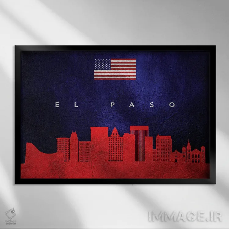 تابلو خط افق ال پاسو تگزاس اثر آدریان بالدُوینو - نمای قابدار مشکی