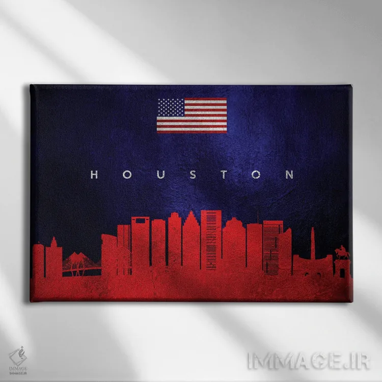 تابلو خط افق هیوستون تگزاس اثر آدریان بالدُوینو - نمای روبهرو روی دیوار
