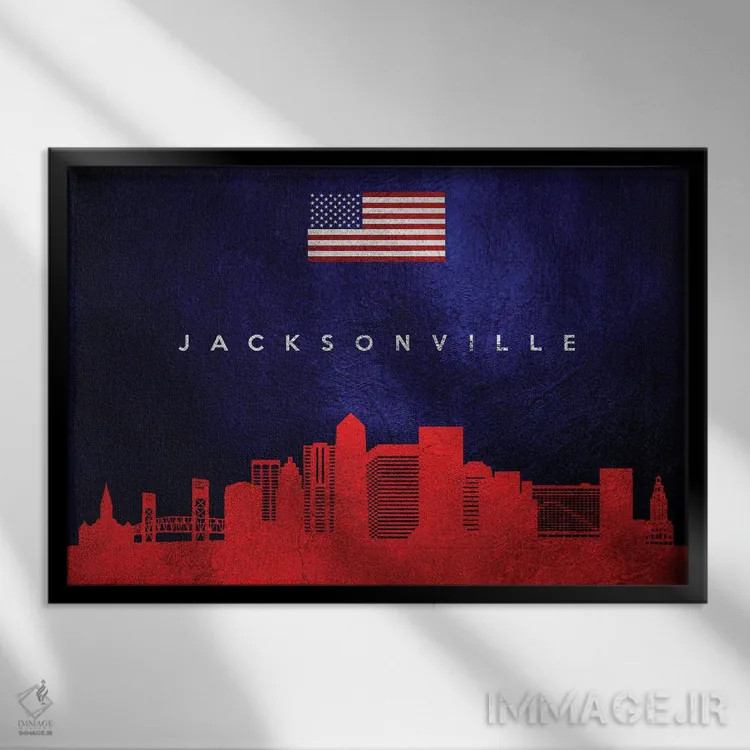 تابلو خط افق جکسونویل فلوریدا اثر آدریان بالدُوینو - نمای قابدار مشکی