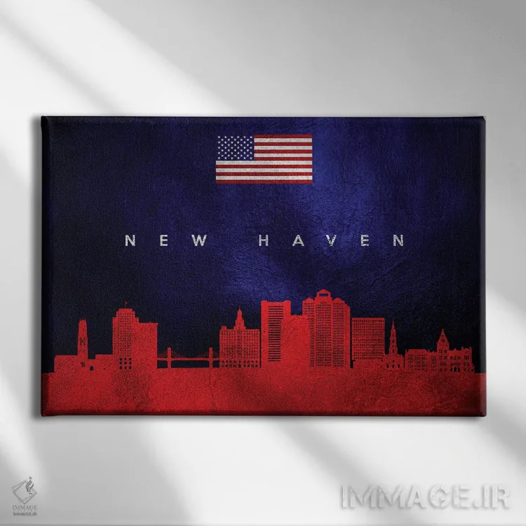 تابلو خط افق نیوهیون کنتیکت اثر آدریان بالدُوینو - نمای روبهرو روی دیوار