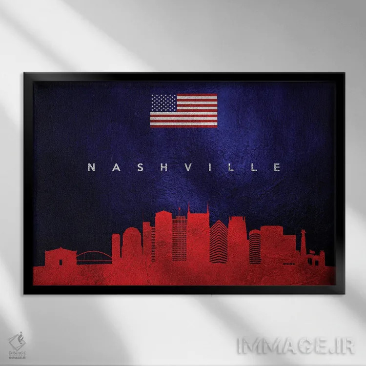 تابلو خط افق نشویل تنسی اثر آدریان بالدُوینو - نمای قابدار مشکی