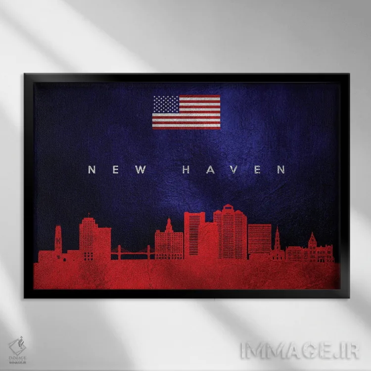 تابلو خط افق نیوهیون کنتیکت اثر آدریان بالدُوینو - نمای قابدار مشکی