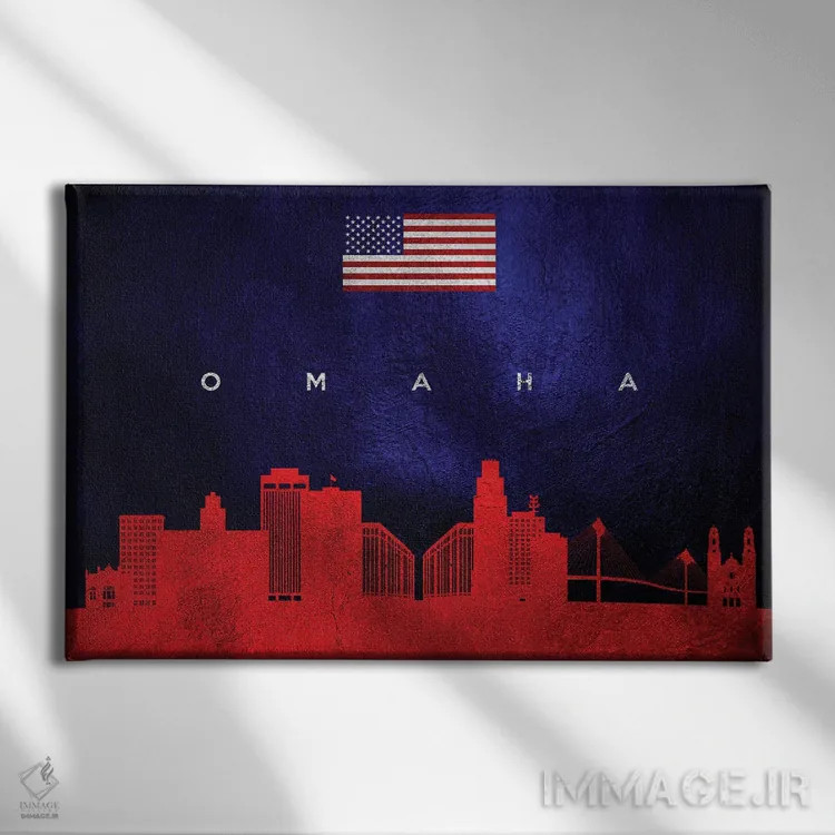 تابلو خط افق اوماها نبراسکا اثر آدریان بالدُوینو - نمای روبهرو روی دیوار