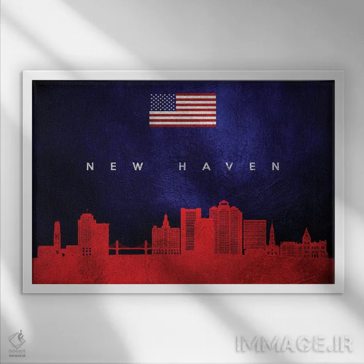 تابلو خط افق نیوهیون کنتیکت اثر آدریان بالدُوینو - نمای قابدار سفید