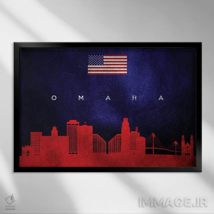 تابلو خط افق اوماها نبراسکا اثر آدریان بالدُوینو - نمای قابدار مشکی