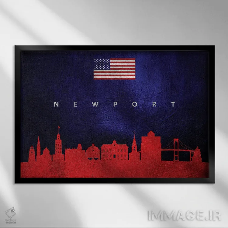 تابلو خط افق نیوپورت رودآیلند اثر آدریان بالدُوینو - نمای قابدار مشکی