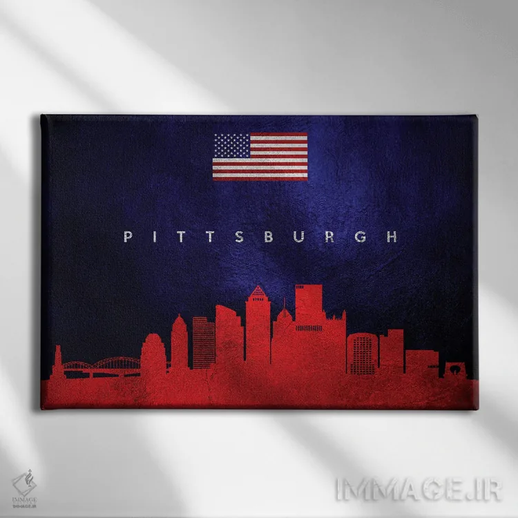 تابلو خط افق پیتسبورگ پنسیلوانیا اثر آدریان بالدُوینو - نمای روبهرو روی دیوار