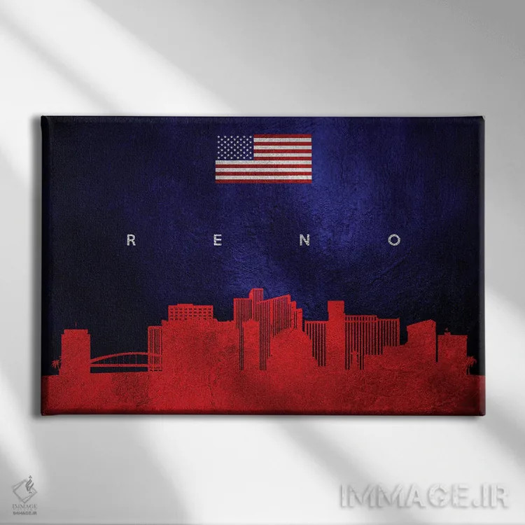 تابلو خط افق شهر رنو، نوادا اثر آدریان بالدُوینو - نمای روبهرو روی دیوار