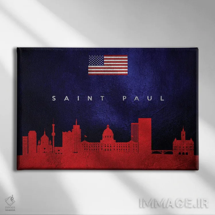 تابلو خط افق شهر سنت پل، مینهسوتا اثر آدریان بالدُوینو - نمای روبهرو روی دیوار