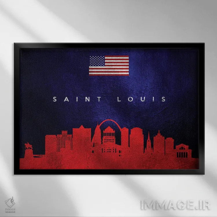 تابلو خط افق شهر سنتلوئیس، میزوری اثر آدریان بالدُوینو - نمای قابدار مشکی