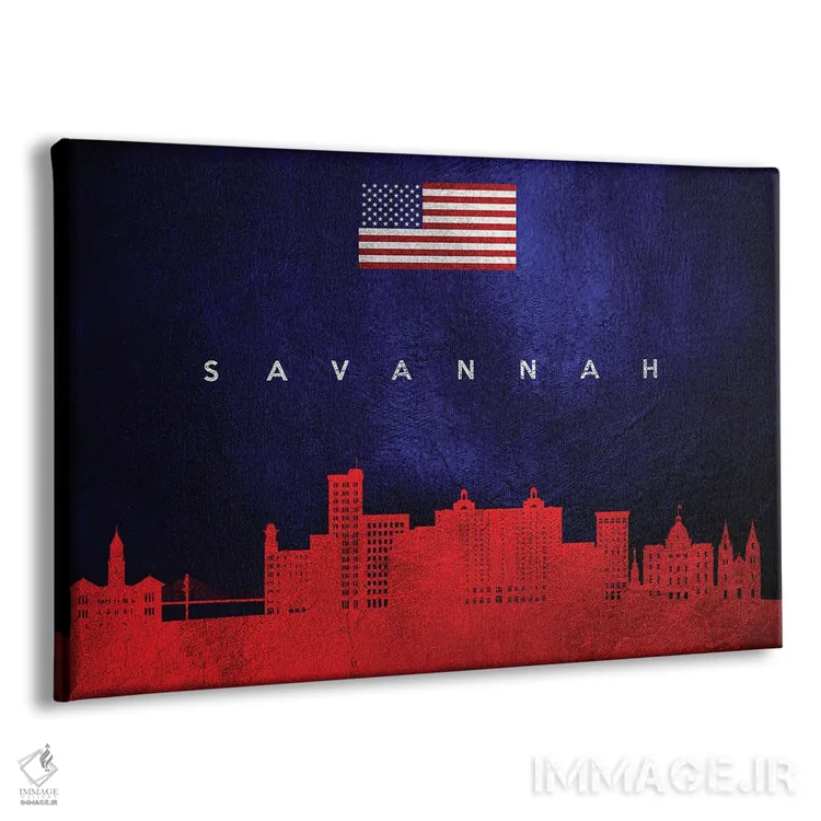 تابلو خط افق شهر ساوانا، جورجیا اثر آدریان بالدُوینو - نمای پرسپکتیو محصول