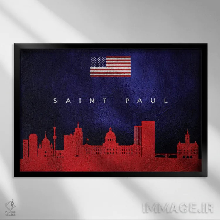 تابلو خط افق شهر سنت پل، مینهسوتا اثر آدریان بالدُوینو - نمای قابدار مشکی