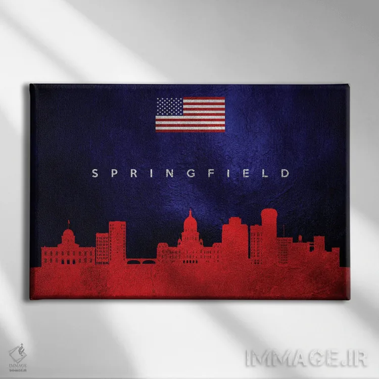 تابلو خط افق شهر اسپرینگفیلد، ایلینوی اثر آدریان بالدُوینو - نمای روبهرو روی دیوار