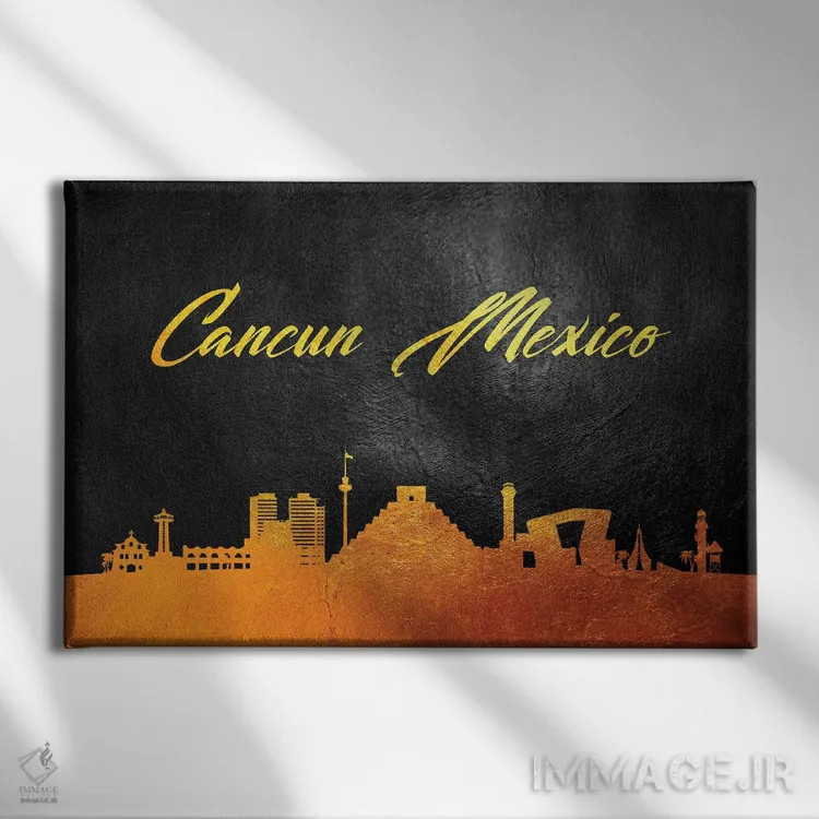 تابلو خط افق طلایی کانکون، مکزیک اثر آدریان بالدُوینو - نمای روبهرو روی دیوار