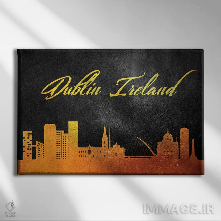 تابلو خط افق طلایی دوبلین، ایرلند اثر آدریان بالدُوینو - نمای روبهرو روی دیوار