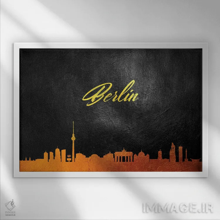 تابلو خط افق طلایی برلین، آلمان ۲ اثر آدریان بالدُوینو - نمای قابدار سفید