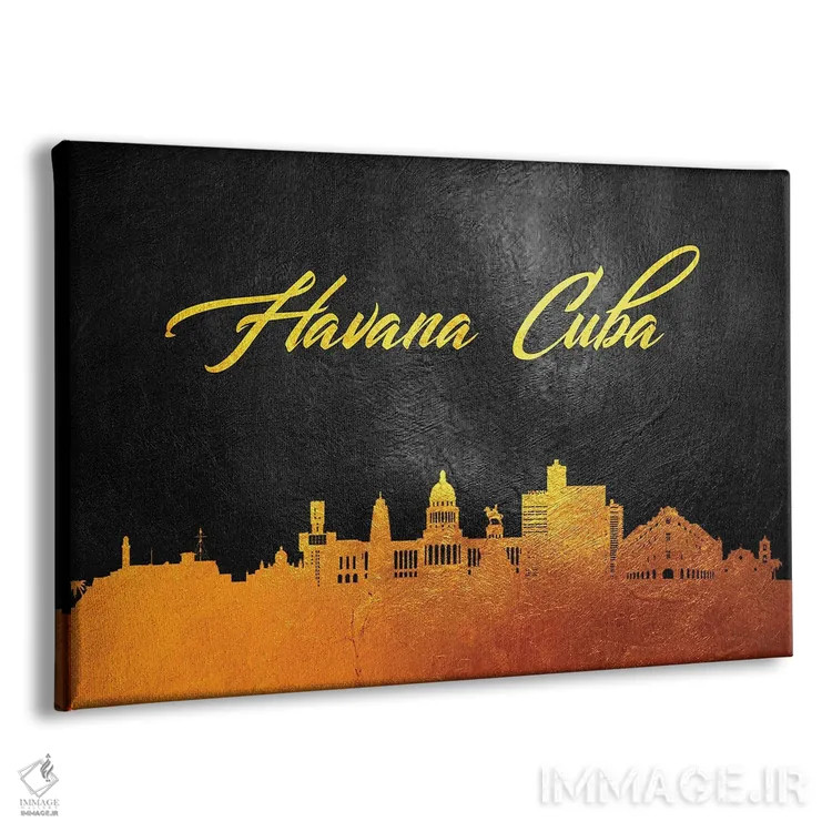 تابلو خط افق طلایی هاوانا، کوبا اثر آدریان بالدُوینو - نمای پرسپکتیو محصول