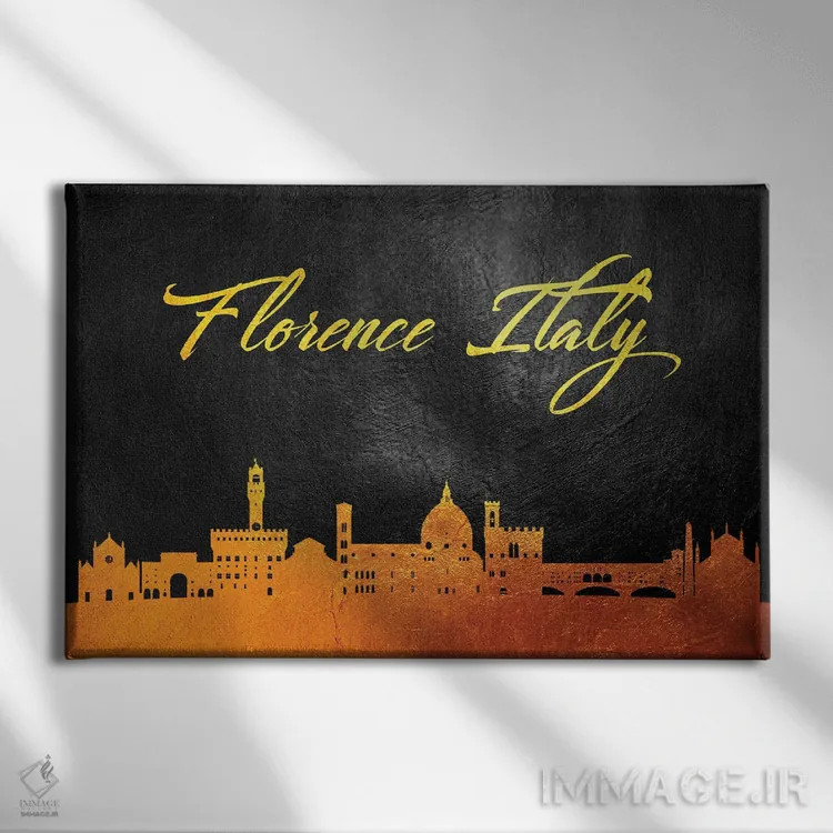 تابلو خط افق طلایی فلورانس، ایتالیا اثر آدریان بالدُوینو - نمای روبهرو روی دیوار