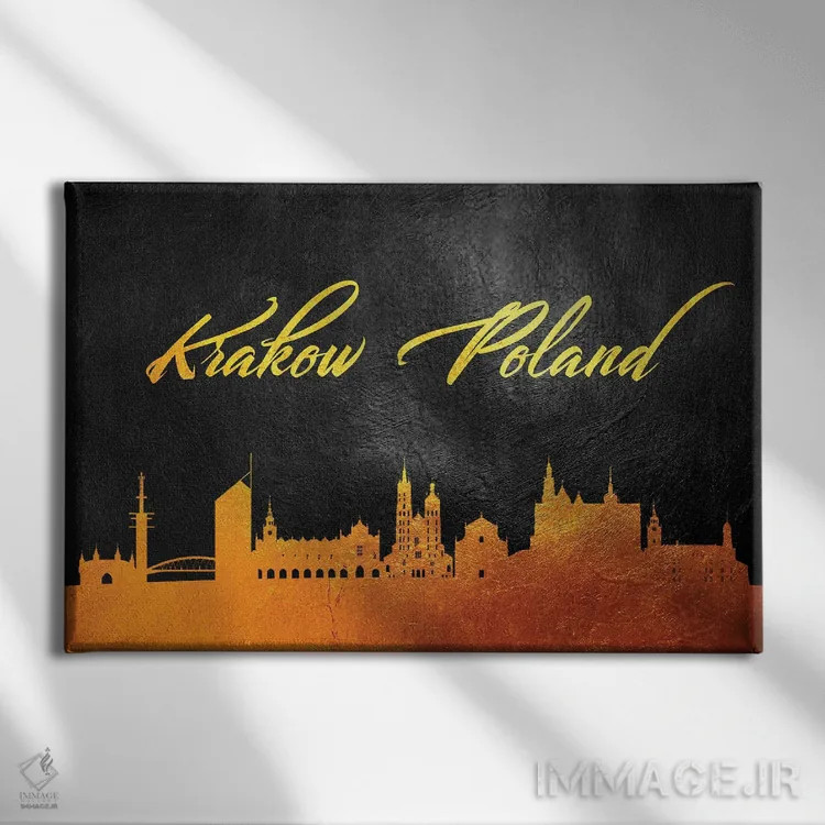 تابلو خط افق طلایی کراکوف، لهستان اثر آدریان بالدُوینو - نمای روبهرو روی دیوار