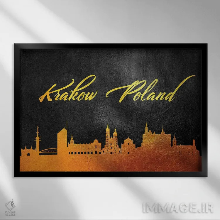 تابلو خط افق طلایی کراکوف، لهستان اثر آدریان بالدُوینو - نمای قابدار مشکی