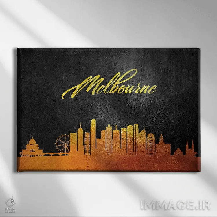 تابلو خط افق طلایی ملبورن، استرالیا اثر آدریان بالدُوینو - نمای روبهرو روی دیوار