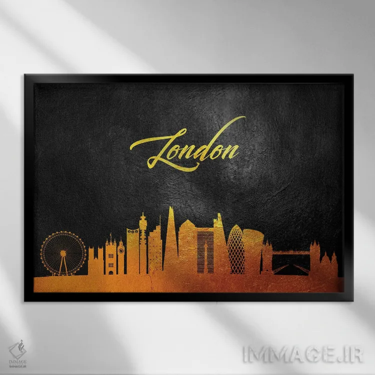 تابلو خط افق طلایی لندن، انگلستان ۲ اثر آدریان بالدُوینو - نمای قابدار مشکی