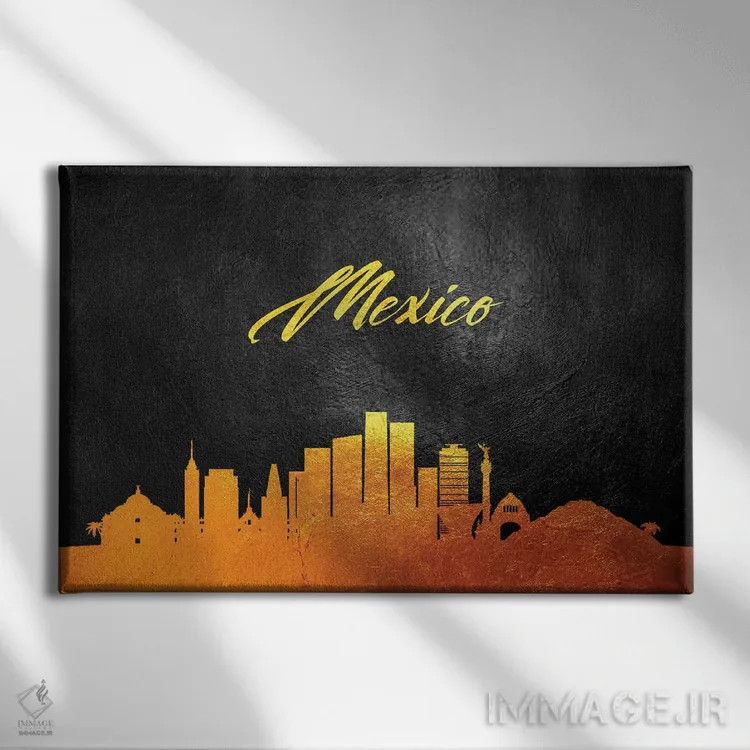 تابلو خط افق طلایی مکزیک اثر آدریان بالدُوینو - نمای روبهرو روی دیوار