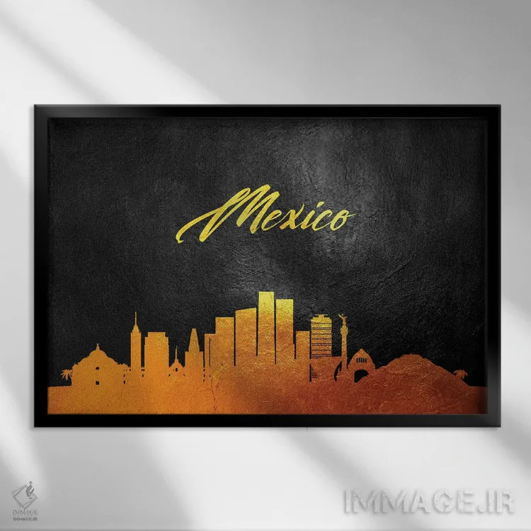 تابلو خط افق طلایی مکزیک اثر آدریان بالدُوینو - نمای قابدار مشکی