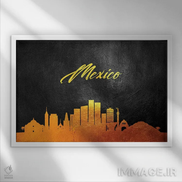 تابلو خط افق طلایی مکزیک اثر آدریان بالدُوینو - نمای قابدار سفید