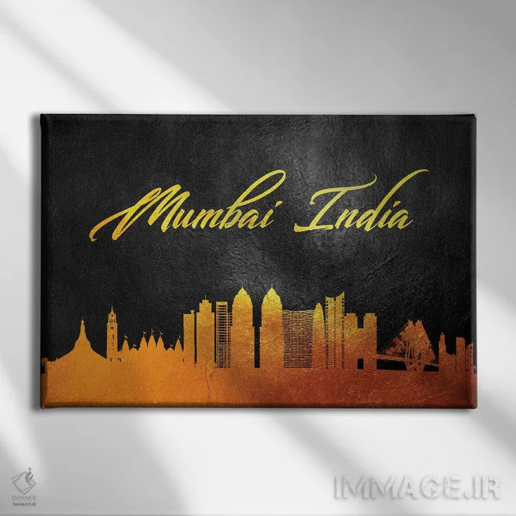 تابلو خط افق طلایی بمبئی، هند اثر آدریان بالدُوینو - نمای روبهرو روی دیوار