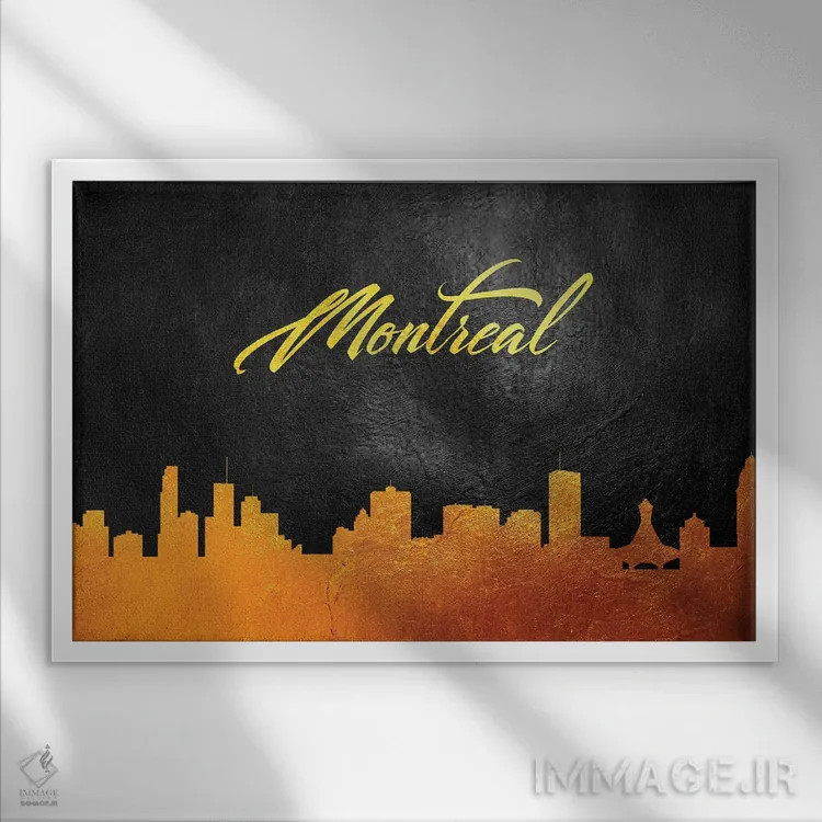 تابلو خط افق طلایی مونترآل، کانادا ۲ اثر آدریان بالدُوینو - نمای قابدار سفید