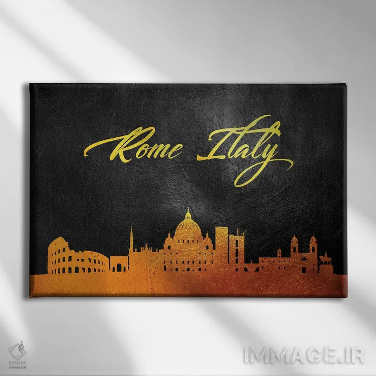 تابلو خط افق طلایی رم، ایتالیا اثر آدریان بالدُوینو - نمای روبهرو روی دیوار