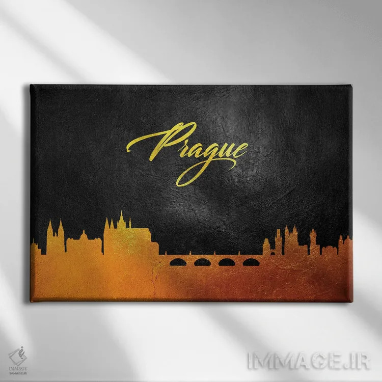 تابلو خط افق طلایی پراگ، جمهوری چک اثر آدریان بالدُوینو - نمای روبهرو روی دیوار