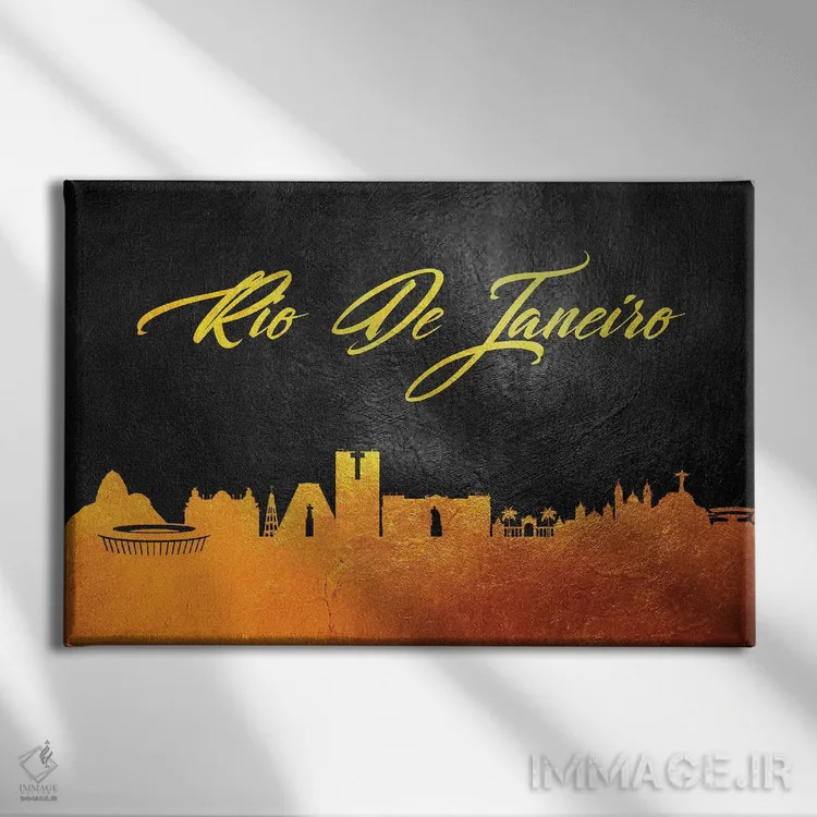 تابلو خط افق طلایی ریو دو ژانیرو، برزیل ۲ اثر آدریان بالدُوینو - نمای روبهرو روی دیوار