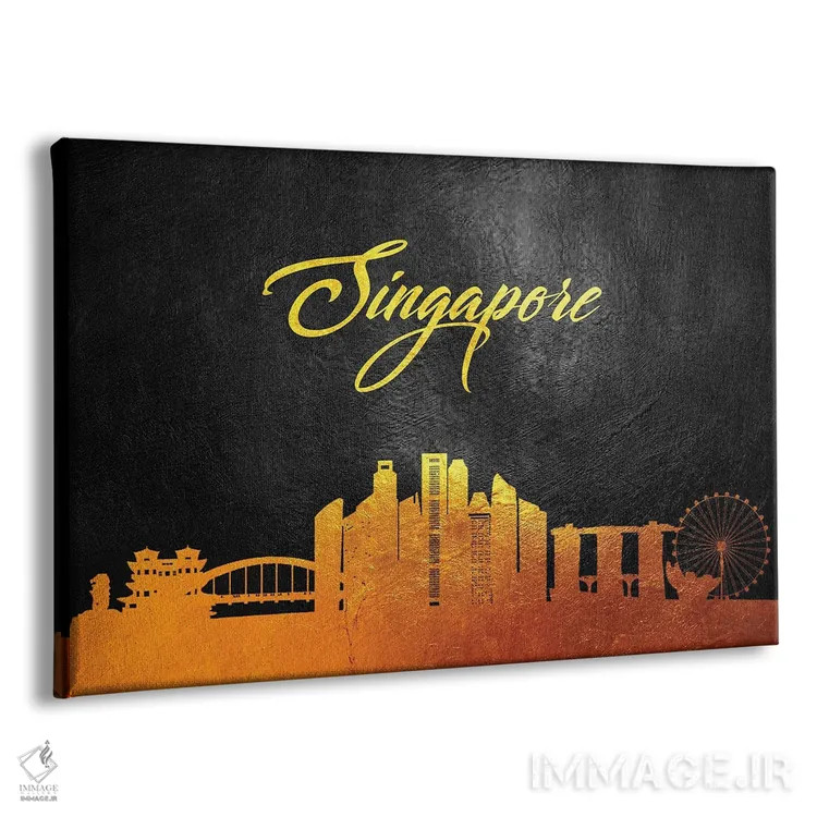 تابلو خط افق طلایی سنگاپور اثر آدریان بالدُوینو - نمای پرسپکتیو محصول