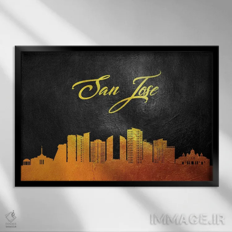 تابلو خط افق طلایی سن خوزه، کاستاریکا اثر آدریان بالدُوینو - نمای قابدار مشکی