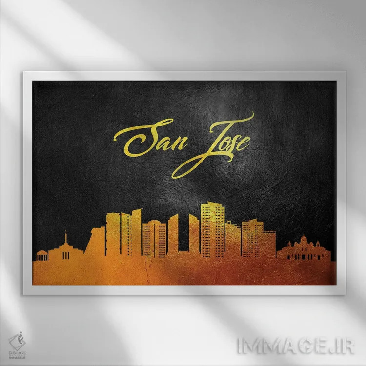 تابلو خط افق طلایی سن خوزه، کاستاریکا اثر آدریان بالدُوینو - نمای قابدار سفید