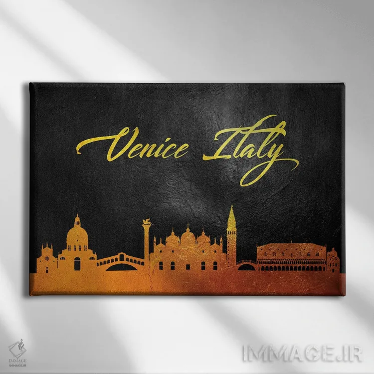 تابلو خط افق طلایی ونیز، ایتالیا اثر آدریان بالدُوینو - نمای روبهرو روی دیوار