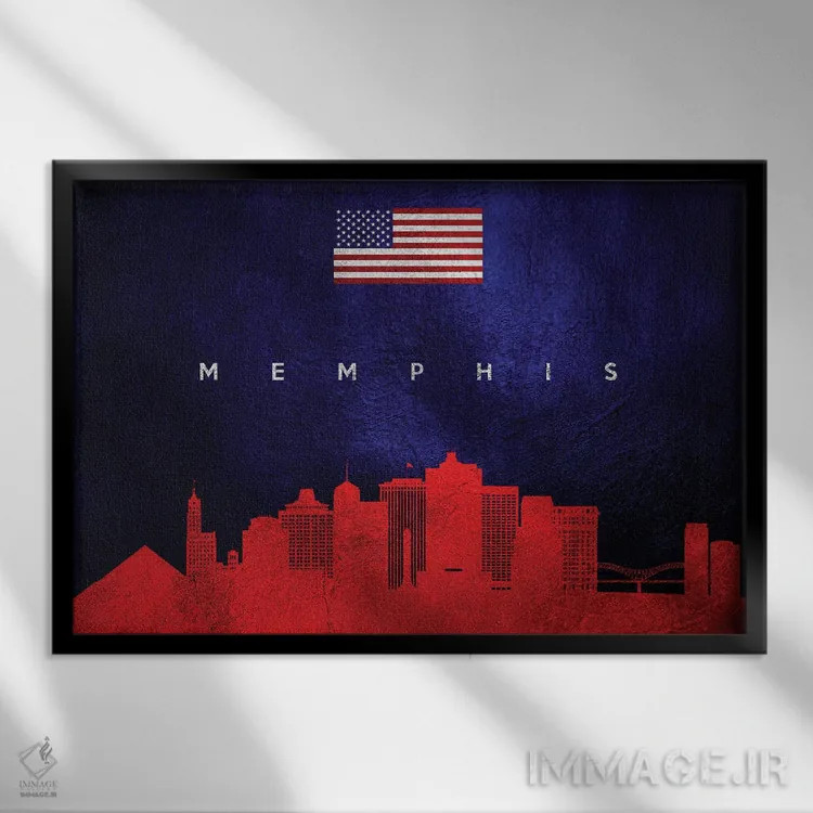 تابلو خط افق ممفیس تنسی اثر آدریان بالدُوینو - نمای قابدار مشکی