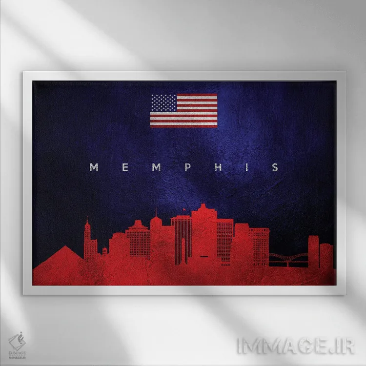 تابلو خط افق ممفیس تنسی اثر آدریان بالدُوینو - نمای قابدار سفید