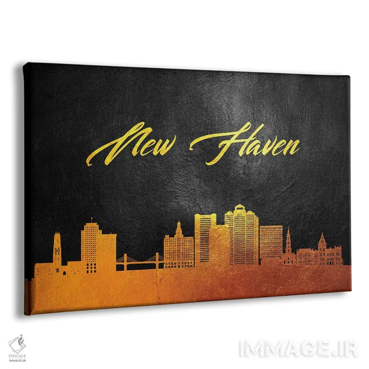 تابلو خط افق طلایی نیو هیون کنتیکت اثر آدریان بالدُوینو - نمای پرسپکتیو محصول