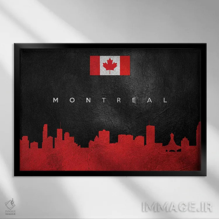 تابلو خط افق مونترال کانادا اثر آدریان بالدُوینو - نمای قابدار مشکی