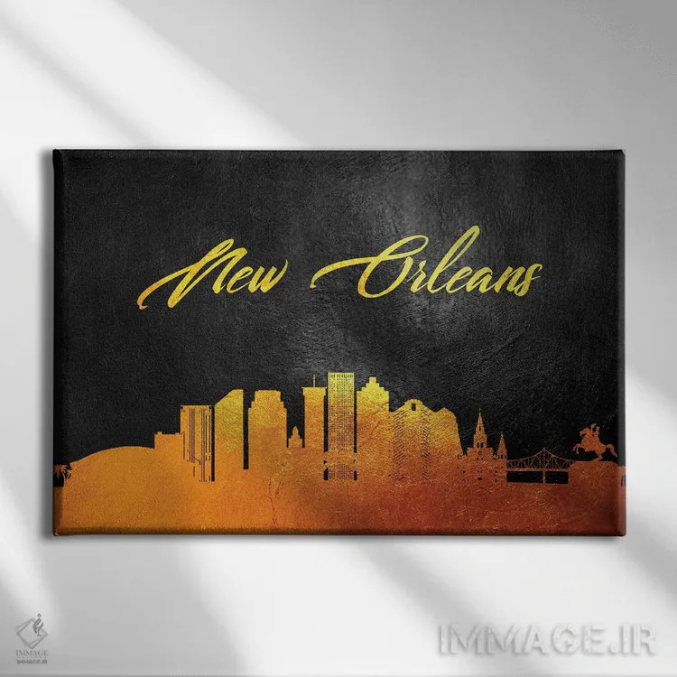 تابلو خط افق طلایی نیواورلئان لوئیزیانا اثر آدریان بالدُوینو - نمای روبهرو روی دیوار