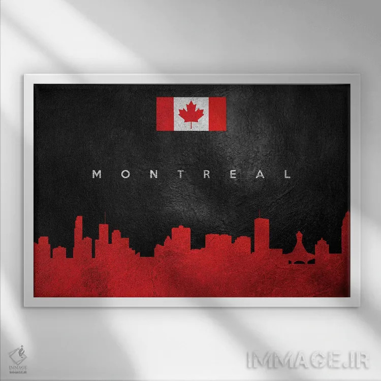 تابلو خط افق مونترال کانادا اثر آدریان بالدُوینو - نمای قابدار سفید