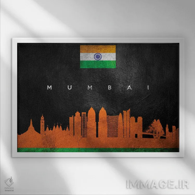 تابلو خط افق بمبئی هند اثر آدریان بالدُوینو - نمای قابدار سفید