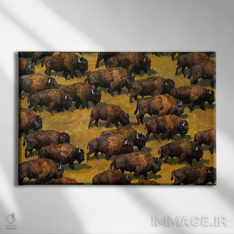 تابلو گاومیشهای در حرکت اثر آرتم رادس چبوخا - نمای روبهرو روی دیوار