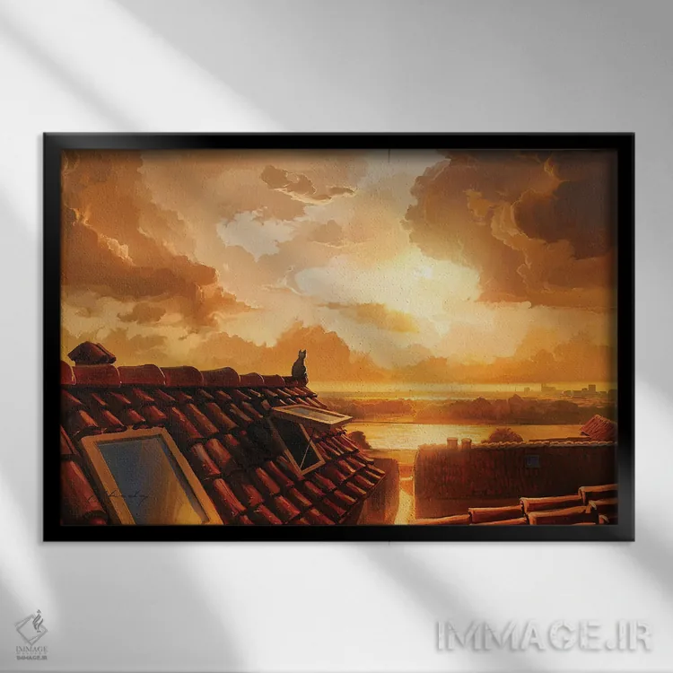 تابلو روح گربه اثر آرتم رادس چبوخا - نمای قابدار مشکی