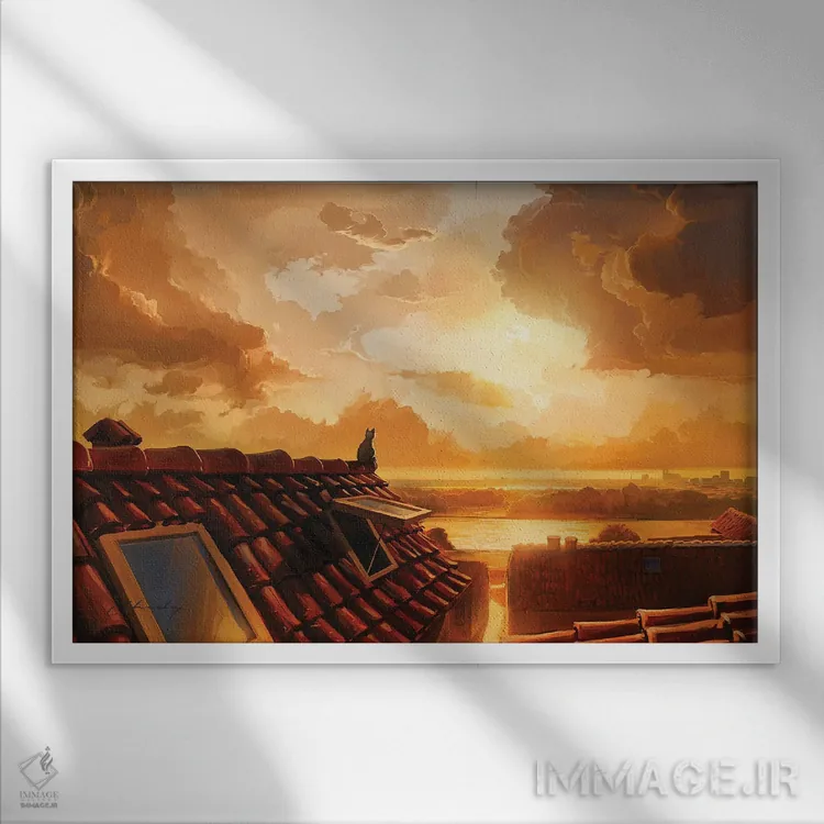 تابلو روح گربه اثر آرتم رادس چبوخا - نمای قابدار سفید